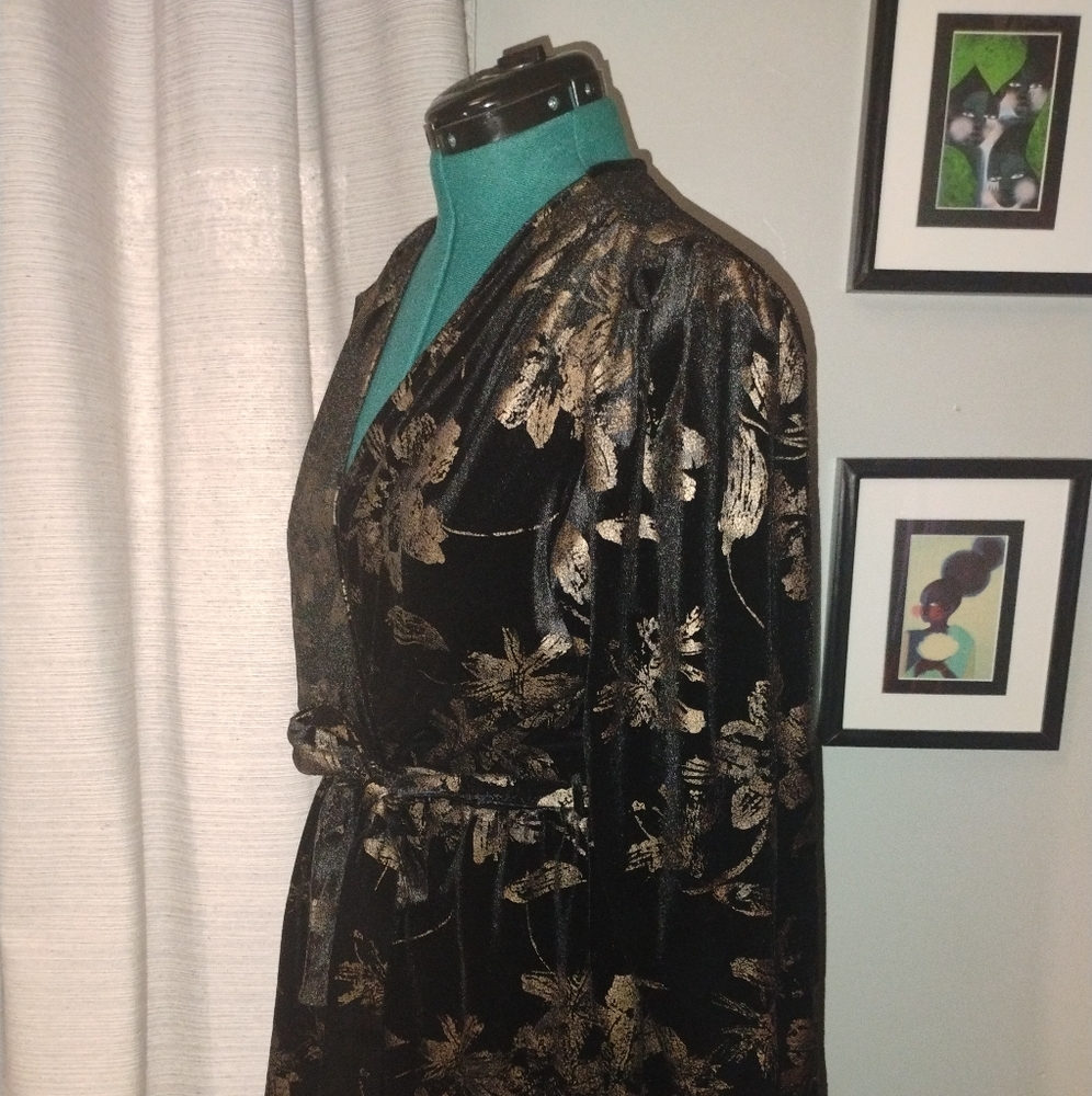 Fraiche by J. Floral Print Velvet Faux Wrap Minidress, Sz XL - Picture 13 of 14